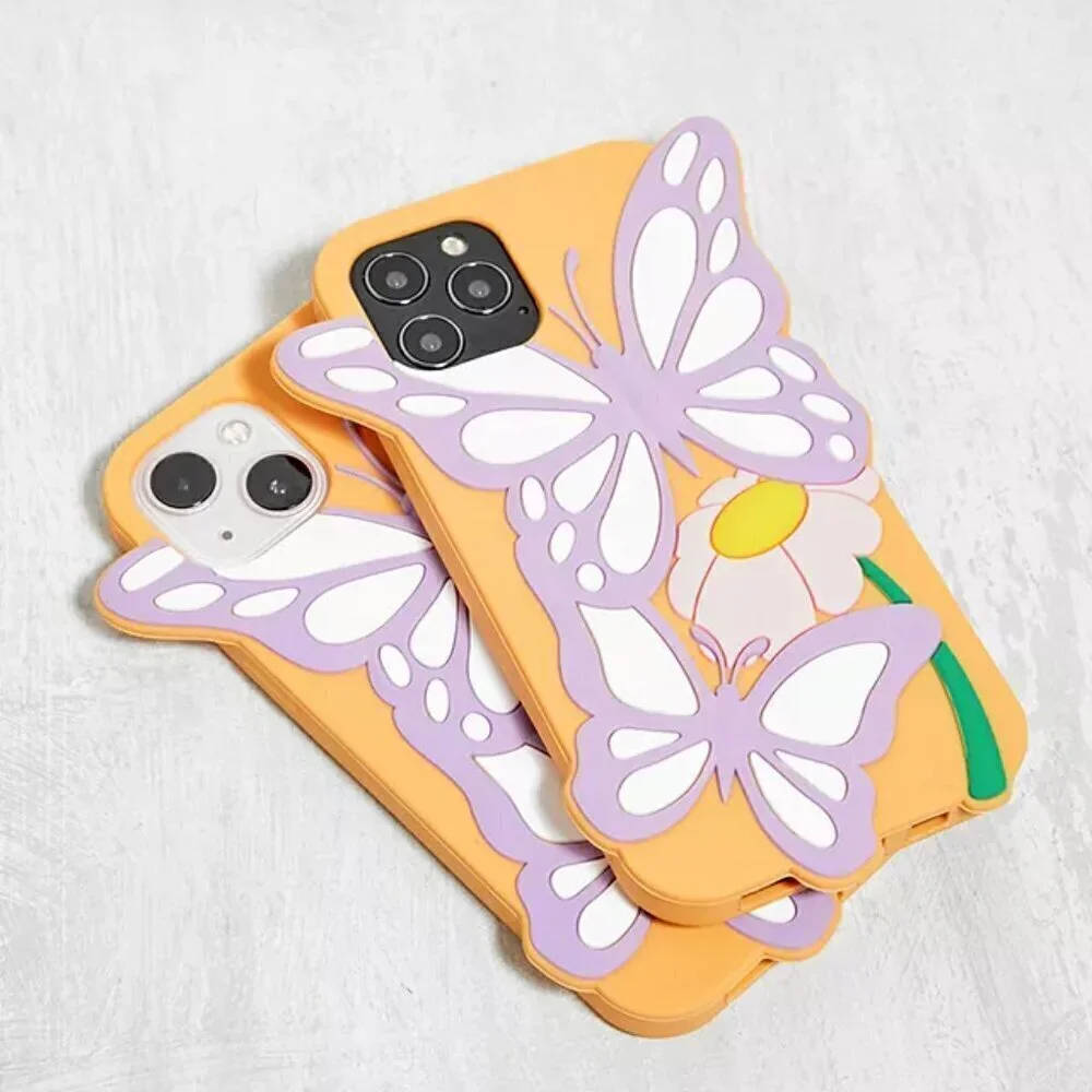 NWT UO Silicone Purple 3D Butterfly iPhone 12/12 Pro Cellphone Case